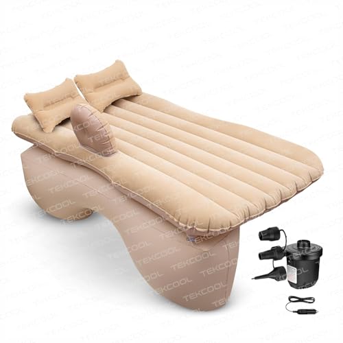 Premium Car Inflatable Bed with Pump & 2 Air Pillow|Quick Inflatable Back Seat Bed|Car Inflatable Mattress|Car Bed Mattress|Car Bed For Kids,Travel,Trips,Camping,Picnic,Pool &Beach|Universal Fit|Grey/