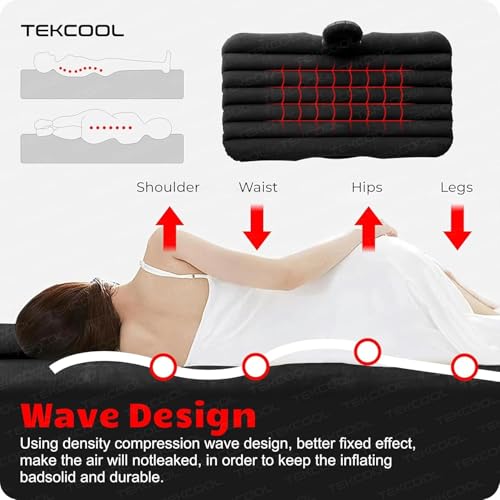 Premium Car Inflatable Bed with Pump & 2 Air Pillow|Quick Inflatable Back Seat Bed|Car Inflatable Mattress|Car Bed Mattress|Car Bed For Kids,Travel,Trips,Camping,Picnic,Pool &Beach|Universal Fit|Grey/