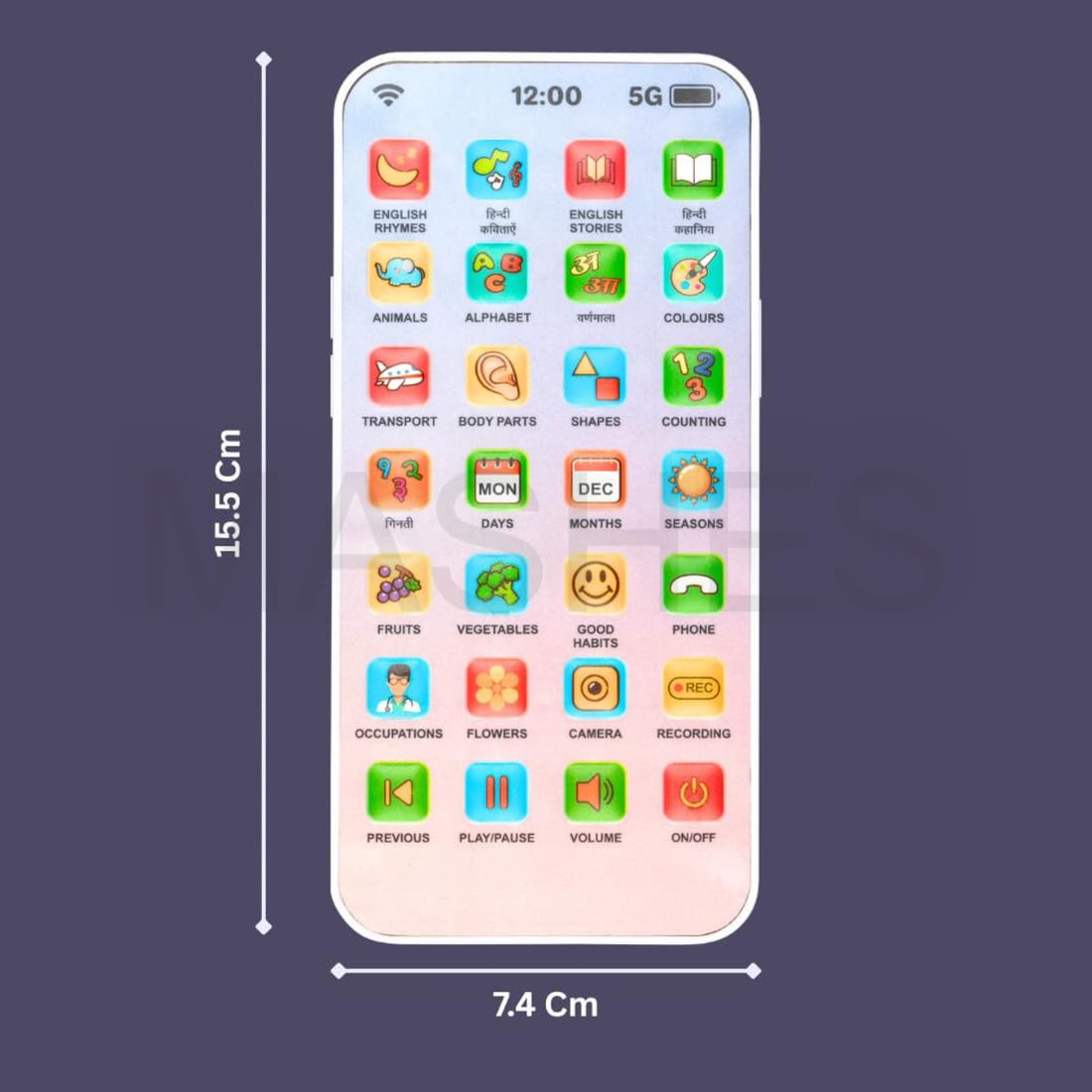 2-12 വയസ്സ് പ്രായമുള്ള കുട്ടികൾക്കുള്ള വിദ്യാഭ്യാസ ഫോൺ കളിപ്പാട്ടം റീചാർജ് ചെയ്യാവുന്ന 24 മോഡുകൾ സംസാരിക്കുന്ന കുഞ്ഞ് സ്മാർട്ട് ഫോൺ മൊബൈൽ കളിപ്പാട്ടം ആൺകുട്ടികൾക്കുള്ള പെൺകുട്ടികൾക്കുള്ള ക്രിസ്മസ് സമ്മാനം ജന്മദിന സർപ്രൈസ് (ഹിന്ദി & ഇംഗ്ലീഷ് പതിപ്പ്) 