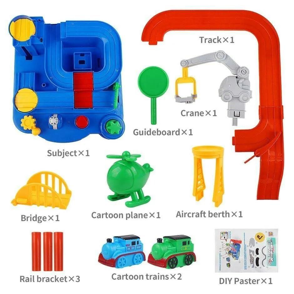 റേസ് ട്രാക്ക് വിദ്യാഭ്യാസ പാർക്കിംഗ് ക്രെയിൻ കളിപ്പാട്ടങ്ങൾ വിമാന ട്രക്ക് പ്ലേസെറ്റ്