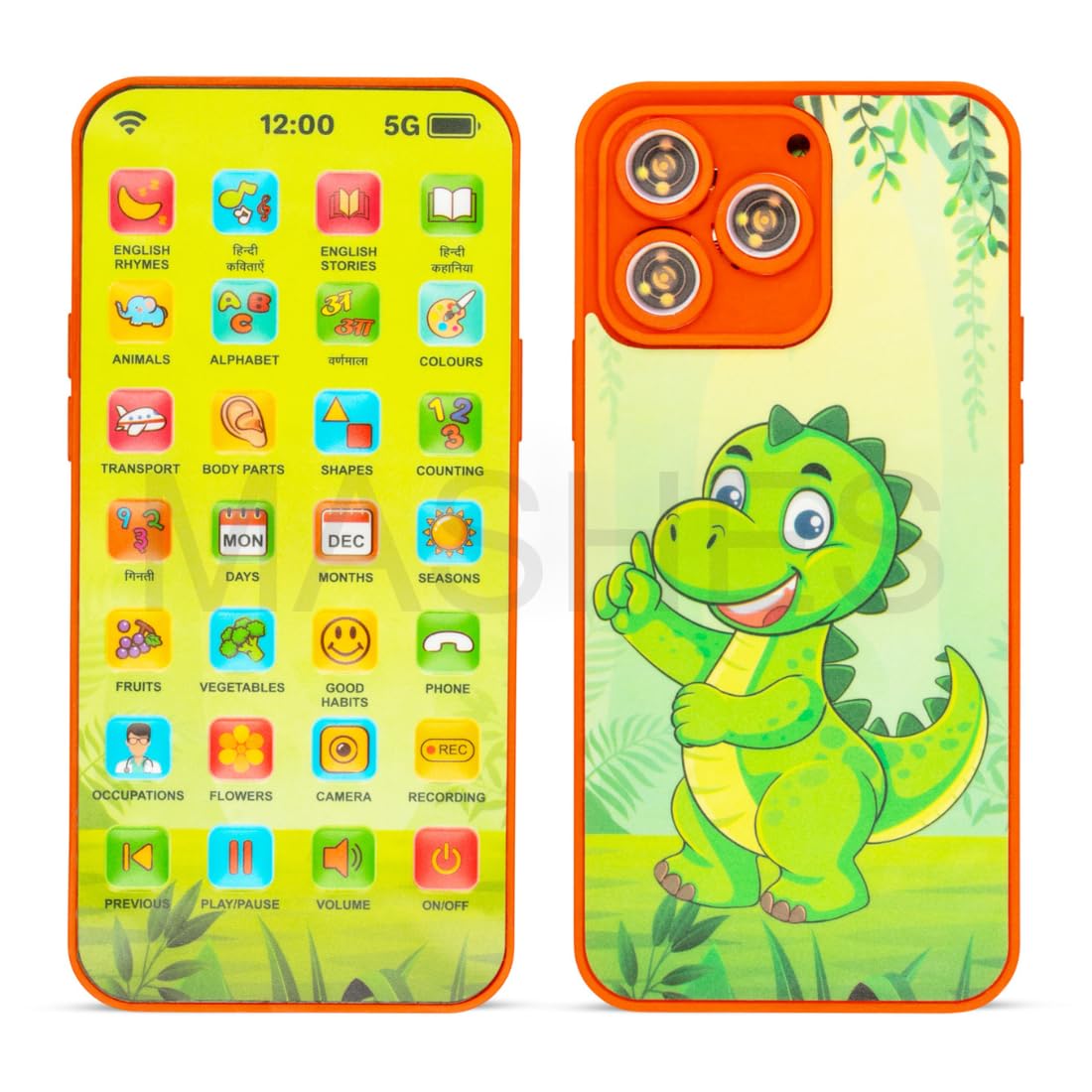 2-12 വയസ്സ് പ്രായമുള്ള കുട്ടികൾക്കുള്ള വിദ്യാഭ്യാസ ഫോൺ കളിപ്പാട്ടം റീചാർജ് ചെയ്യാവുന്ന 24 മോഡുകൾ സംസാരിക്കുന്ന കുഞ്ഞ് സ്മാർട്ട് ഫോൺ മൊബൈൽ കളിപ്പാട്ടം ആൺകുട്ടികൾക്കുള്ള പെൺകുട്ടികൾക്കുള്ള ക്രിസ്മസ് സമ്മാനം ജന്മദിന സർപ്രൈസ് (ഹിന്ദി & ഇംഗ്ലീഷ് പതിപ്പ്) 