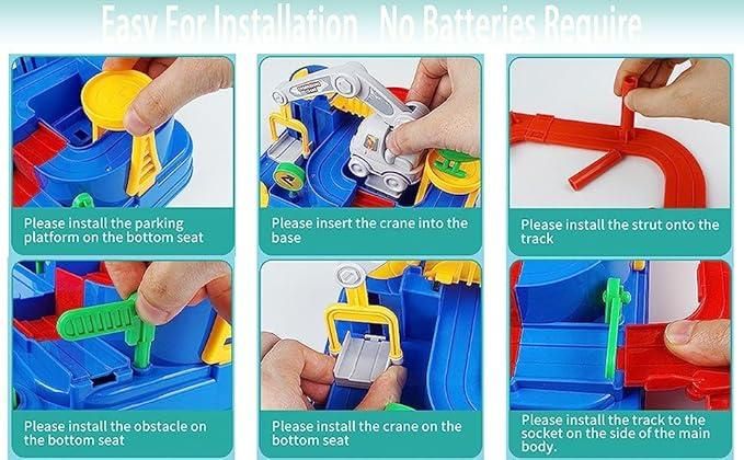 റേസ് ട്രാക്ക് വിദ്യാഭ്യാസ പാർക്കിംഗ് ക്രെയിൻ കളിപ്പാട്ടങ്ങൾ വിമാന ട്രക്ക് പ്ലേസെറ്റ്