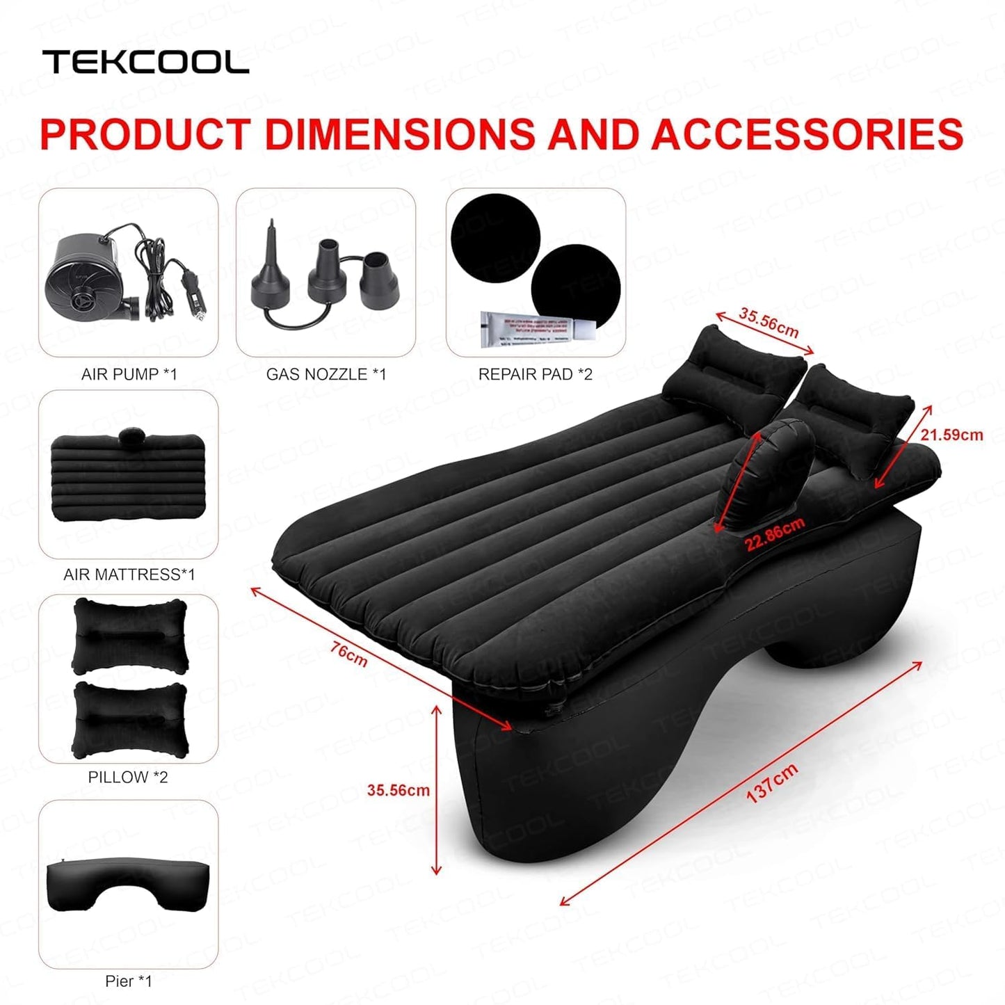 Premium Car Inflatable Bed with Pump & 2 Air Pillow|Quick Inflatable Back Seat Bed|Car Inflatable Mattress|Car Bed Mattress|Car Bed For Kids,Travel,Trips,Camping,Picnic,Pool &Beach|Universal Fit|Grey/