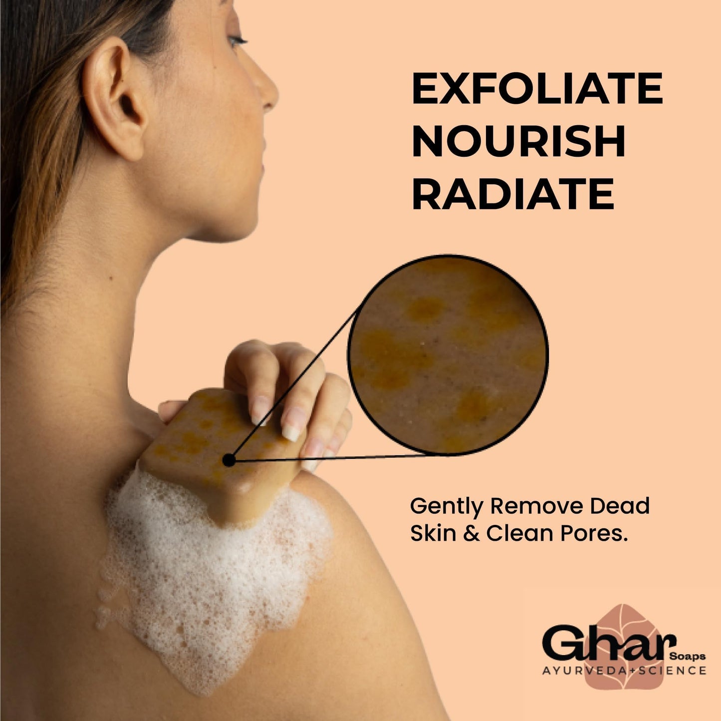 Ghar Soaps Sandalwood & Saffron Magic Soaps For Bath (300 Gms Pack Of 3) | Paraben Free | Chandan & Kesar Bath Soap | Handmade Soaps For Glowing | Skin Brightening Soap For Men & Women