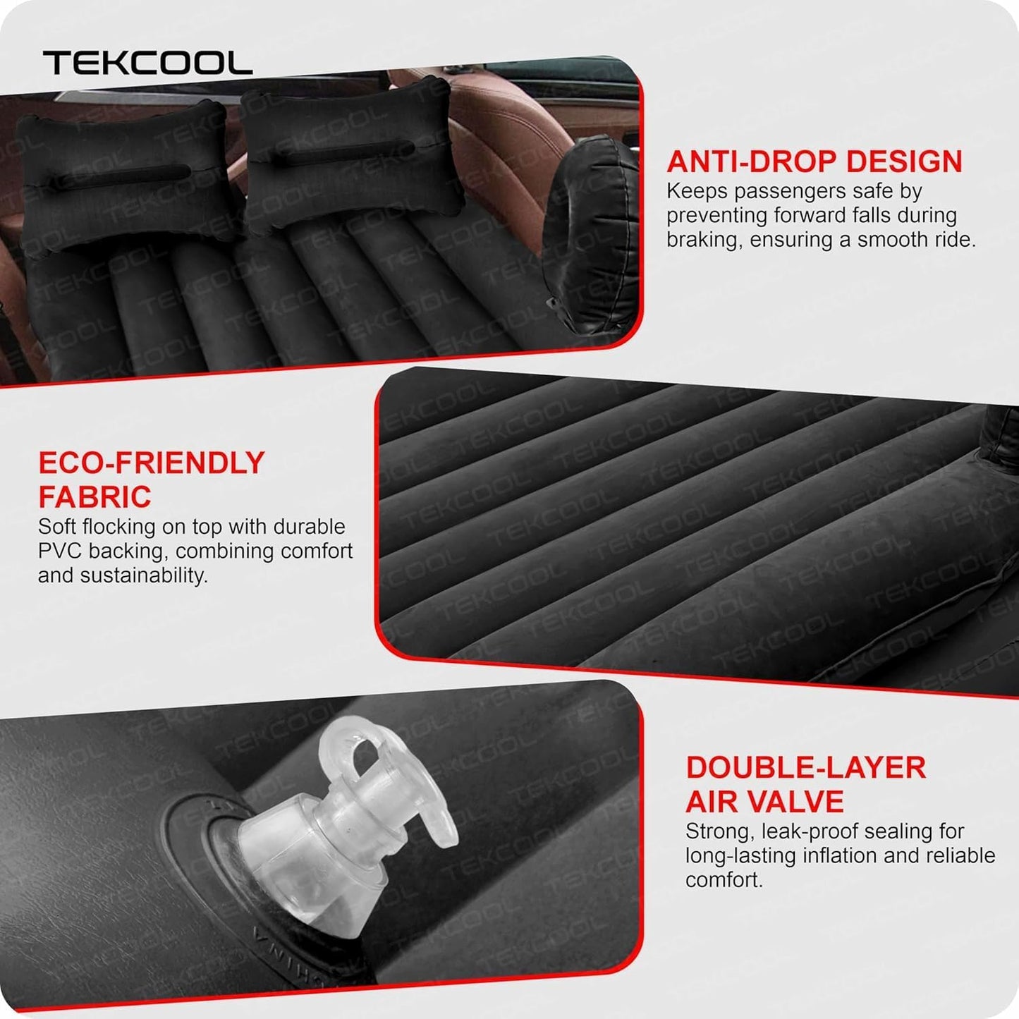 Premium Car Inflatable Bed with Pump & 2 Air Pillow|Quick Inflatable Back Seat Bed|Car Inflatable Mattress|Car Bed Mattress|Car Bed For Kids,Travel,Trips,Camping,Picnic,Pool &Beach|Universal Fit|Grey/