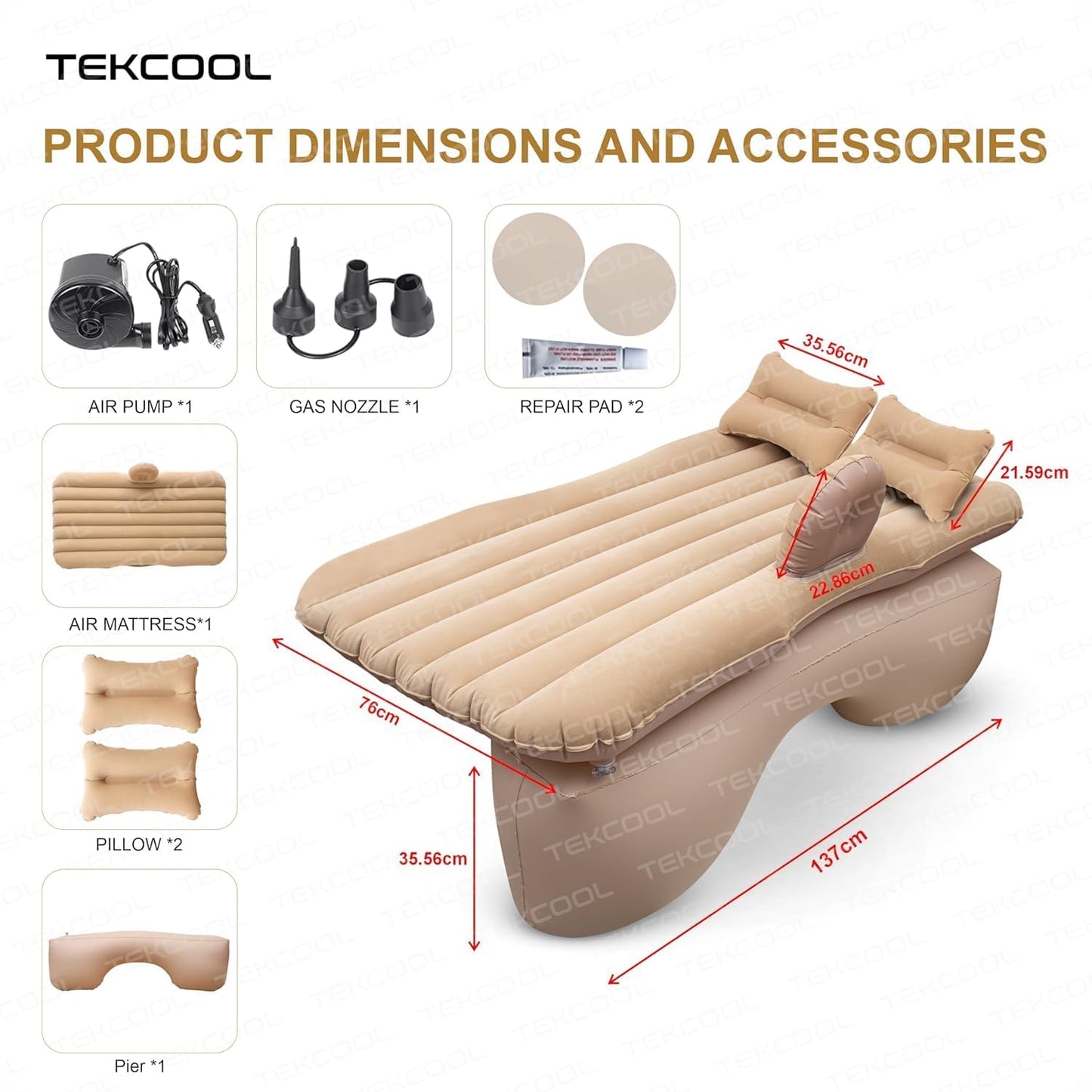 Premium Car Inflatable Bed with Pump & 2 Air Pillow|Quick Inflatable Back Seat Bed|Car Inflatable Mattress|Car Bed Mattress|Car Bed For Kids,Travel,Trips,Camping,Picnic,Pool &Beach|Universal Fit|Grey/