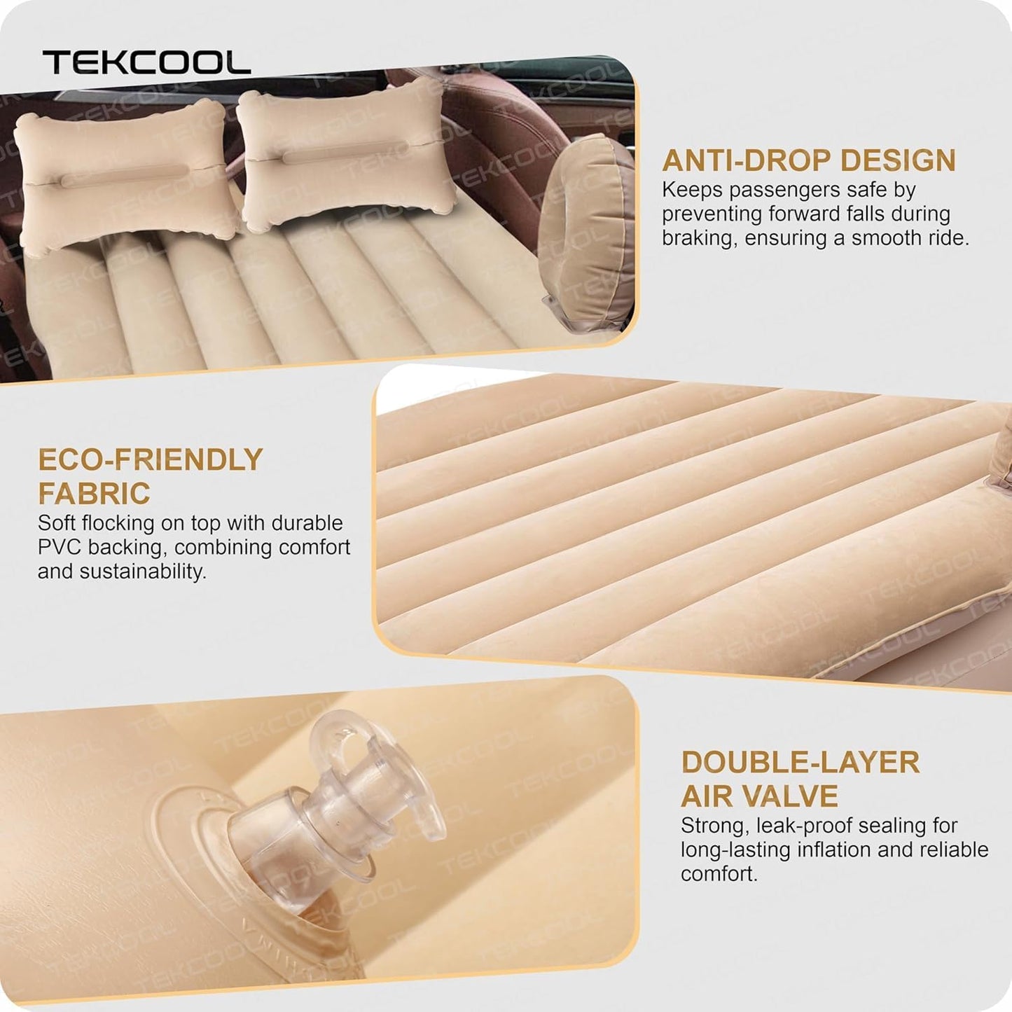 Premium Car Inflatable Bed with Pump & 2 Air Pillow|Quick Inflatable Back Seat Bed|Car Inflatable Mattress|Car Bed Mattress|Car Bed For Kids,Travel,Trips,Camping,Picnic,Pool &Beach|Universal Fit|Grey/