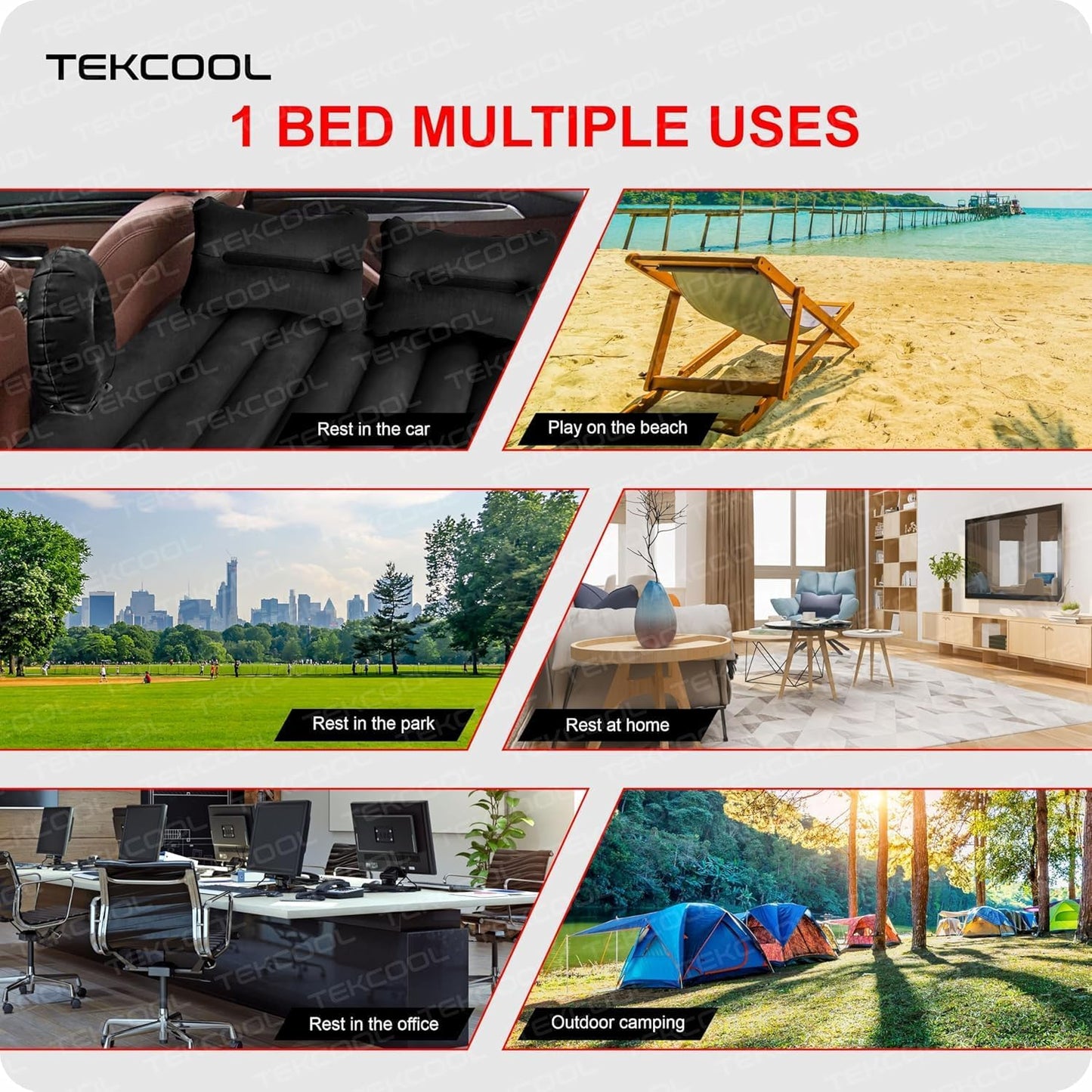 Premium Car Inflatable Bed with Pump & 2 Air Pillow|Quick Inflatable Back Seat Bed|Car Inflatable Mattress|Car Bed Mattress|Car Bed For Kids,Travel,Trips,Camping,Picnic,Pool &Beach|Universal Fit|Grey/