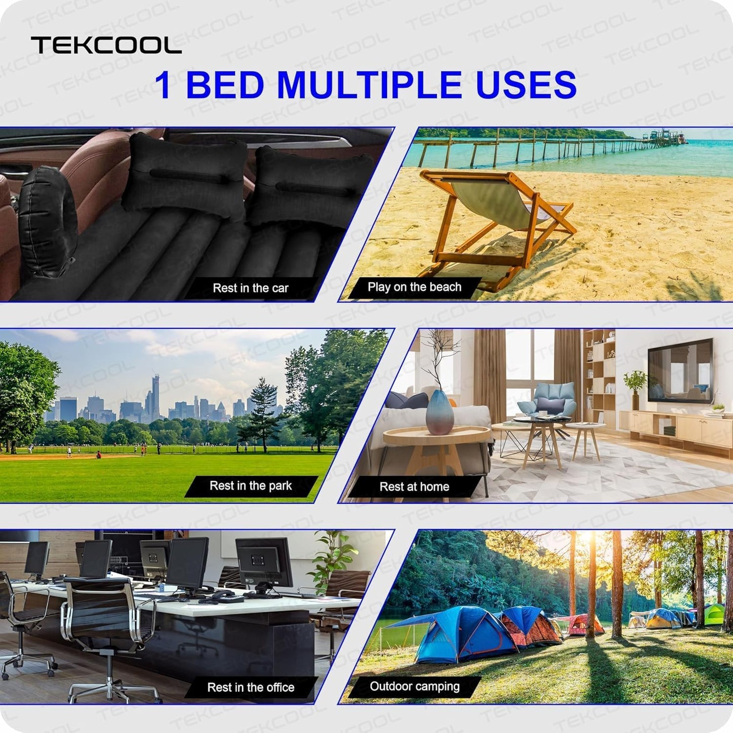 Premium Car Inflatable Bed with Pump & 2 Air Pillow|Quick Inflatable Back Seat Bed|Car Inflatable Mattress|Car Bed Mattress|Car Bed For Kids,Travel,Trips,Camping,Picnic,Pool &Beach|Universal Fit|Grey/