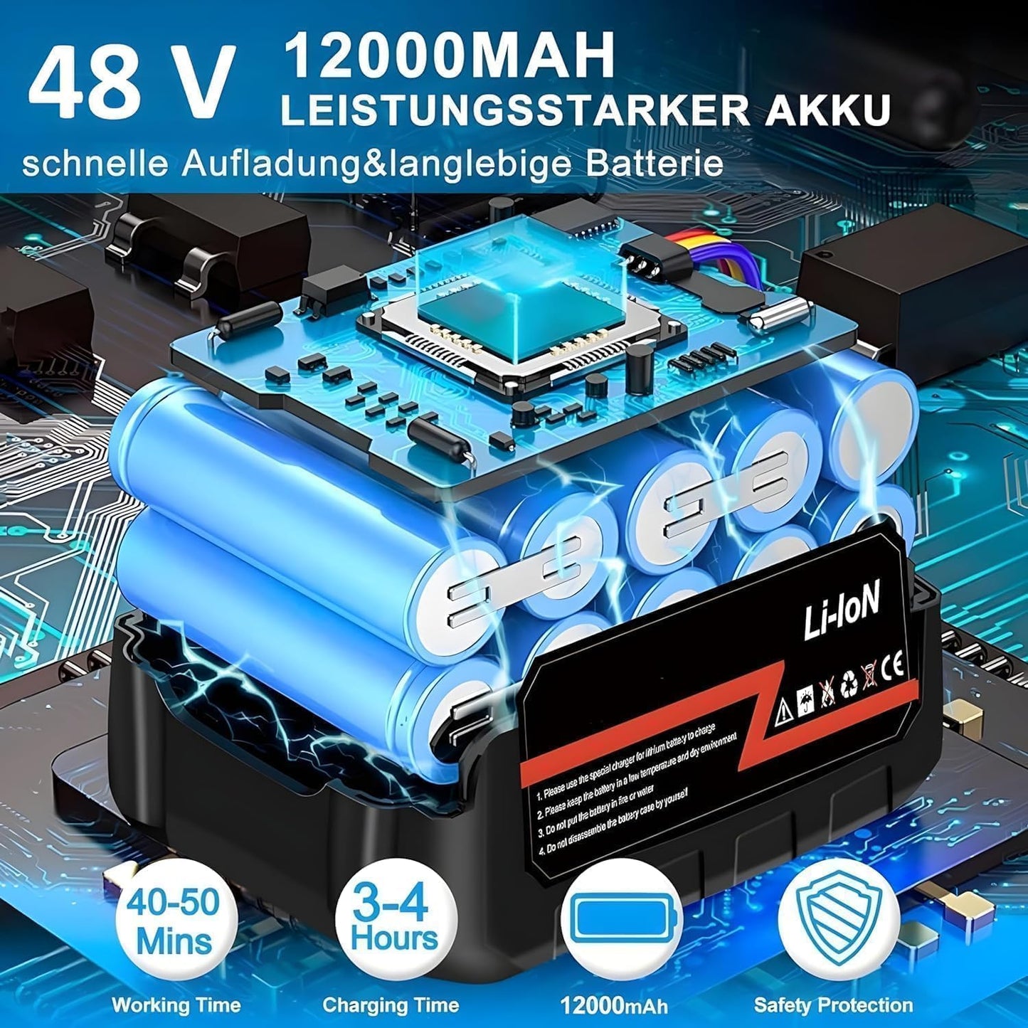 مسدس غسيل السيارات عالي الضغط TEKCOOL اللاسلكي المحمول بضغط عالٍ 48 فولت 12000 مللي أمبير في الساعة لغسيل السيارات والدراجات وتنظيفها | فوهة قابلة للتعديل وخرطوم بطول 5 أمتار؛ 