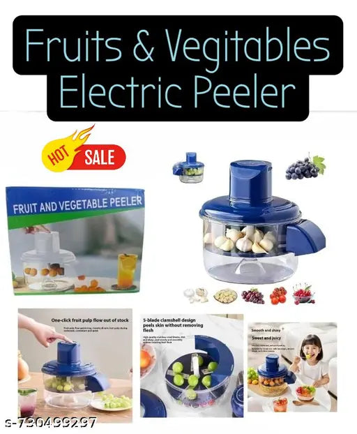 Multifunctional Automatic Fruit & Vegetable Peeler Machine, Electric Peeling and Slicing Kitchen Tool, Time Saving Vegetable Peeler Appliance for Potato, Apple, Pear, One-Touch Operation 1pc